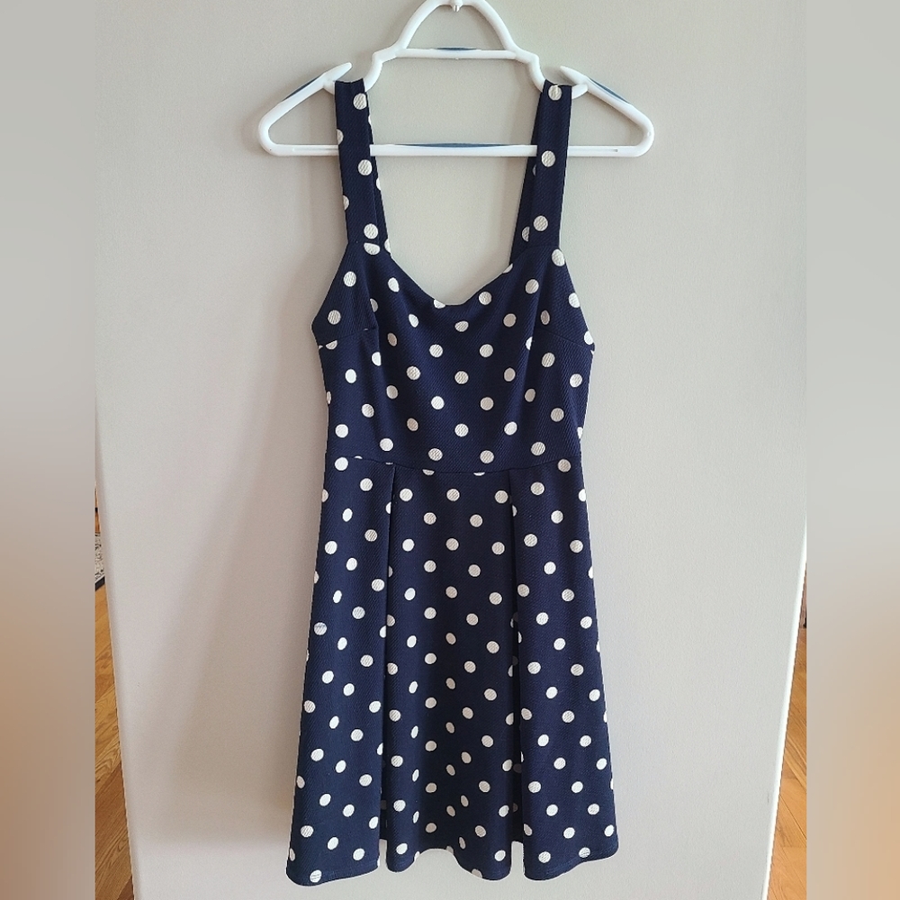 Kaileigh Blue Polka Dot Swing Dress - Summer Dress